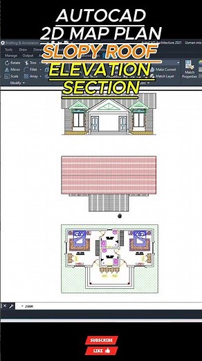 How to Draw Slopy Roof in AutoCAD | 2D Map Plan Tutorial