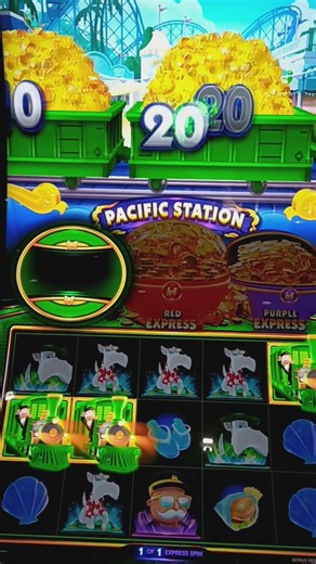 Vegas airport slot machine bonus game Monopoly train #2
