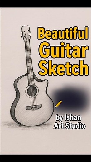 🎸 Simple Guitar Drawing with Pencil |Easy Sketch by Ishan Art Studio#artshorts #guitarchords #sketch