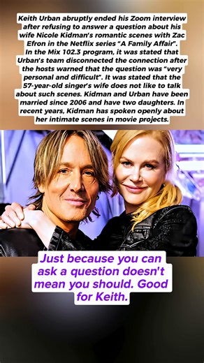 154K views · 183 reactions | Keith Urban ends the interview after a question about his wife Nicole Kidman's passionate scenes | KellyClarkson | Facebook