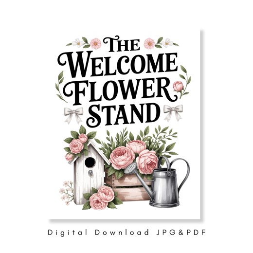 Welcome Flower Market Sign Printable Vintage Farmhouse Floral Wall Art Rustic Garden Shop Decor Cottage Kitchen Digital Download - Etsy