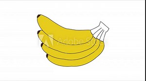 Draw Banana sketch and fill color automatic animation 4K. kid learning project. best for making presentation and drawing assignment for teachers and students .Best 4K animation resources video clip