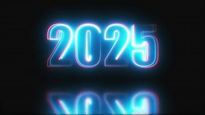 2025 Neon text. Computer generated 3d render