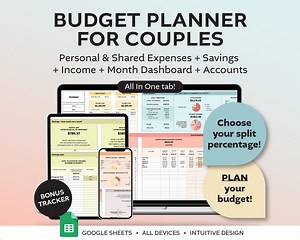 Couples Budget Planner: Monthly Income, Expenses, Savings (google Sheets) - Etsy