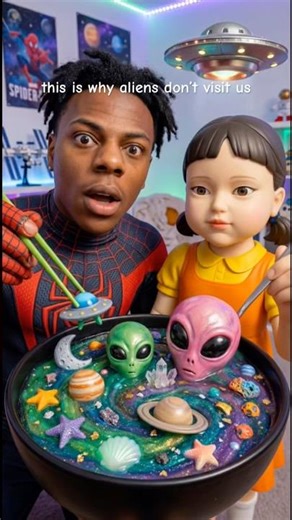 ishowspeed squid game doll alien slime mukbang #food #asmr #slime #ishowspeed #squidgame