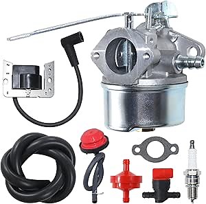 632552 Carburetor with 34443C Ignition Coil Replaces Tecumseh 640086, 640086A, 632557A, 632557, 632560, 632560A, 640092A, 632410, 640092 for HMSK85, HMSK100, HMSK105 2 Cycle Horizontal Engines