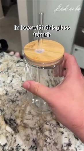 Glass Tumbler with Bamboo Lid & Glass Straw ☁️