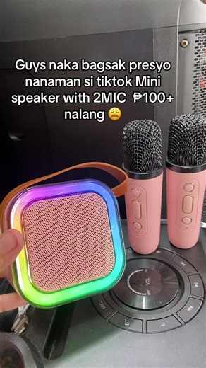 K-12 Mini Portable Speaker With 2MIC Wireless Microphone. #minispeaker #portablespeaker #speakermini #fyp #bluetoothspeaker