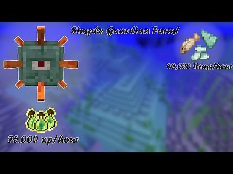 Super Efficient Guardian Farm for Minecraft 1.14.4+ (40,000 items + 75,000 XP/hour) | Tutorial