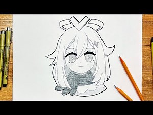How to draw Genshin Impact | Paimon | Anime drawing sketch easy step by step