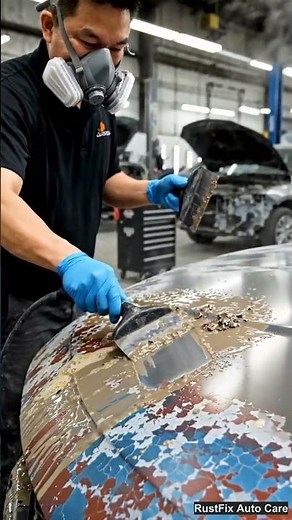 Insane Paint Stripper Hack! Melting Old Paint Off Car Hood 🤯🚗 #satisfyingvideo