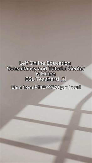 💸 𝗘𝗔𝗥𝗡 ₱𝟭𝟰𝟬–₱𝟰𝟮𝟬 𝗣𝗘𝗥 𝗛𝗢𝗨𝗥 𝗜𝗡𝗖𝗘𝗡𝗧𝗜𝗩𝗘𝗦! 💸 ESL teachers, if you’ve been wanting to teach from home, work flexible hours, and earn doing what you love, this is your sign! 👩🏻‍💻✨ 💼 Position: Online ESL Teacher 🏠 Work Type: Full-Time / Part-Time ⏰ Schedules Available: 🌞 8:00 AM – 3:00 PM 🌙 6:00 PM – 11:00 PM 🌃 11:00 PM – 4:00 AM (Choose the schedule that fits your lifestyle!) 🎯 Basic Qualifications: ✅ College Graduate (any course) ✅ Good English communication skill