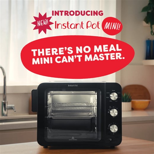 The new Instant Pot® 4-Slice InstantHeat Mini Air Fryer Toaster Oven cooks food up to 60% faster than a conventional oven! It’s kind of a showoff. It’s so quick, you can chef kiss preheating goodbye. Packed with seven unique cooking functions, and endless bragging rights, there’s no meal this Mini can’t master. | Instant Pot