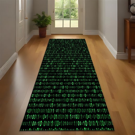 Matrix Binary Code Runner Rug, Cyberpunk Digital Code Hallway Rug, Green Black Tech Aesthetic Runner Carpet for Hallway Washable Non Slip - Etsy