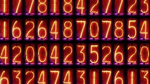 a numerical counter and number sequence filmed with an old nixie tube clock