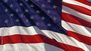 American flag USA background, slow motion, close up. Realistic USA Flag background. Waving American Flag Background. American Flag Closeup. National Patriotism And Celebration With Banner Flying.