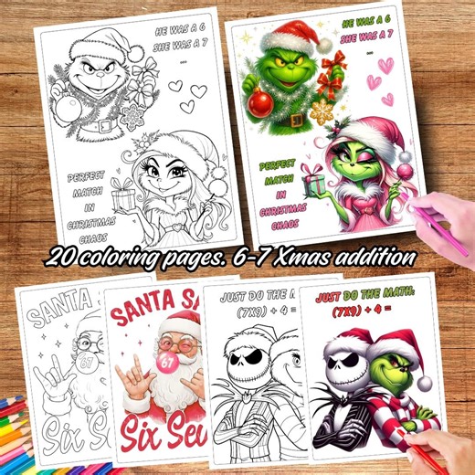 6-7 Christmas Coloring Pages | Six Seven 20 Printable Sheets | Digital Download - Etsy