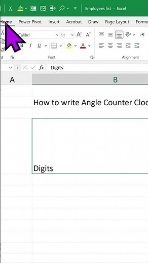 Write Angle Counter-Clockwise in Excel Cell 🔄 | Excel Trick