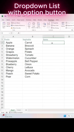How to create dropdown list with option button #excel #excelshortcuts #exceltricks #exceltips