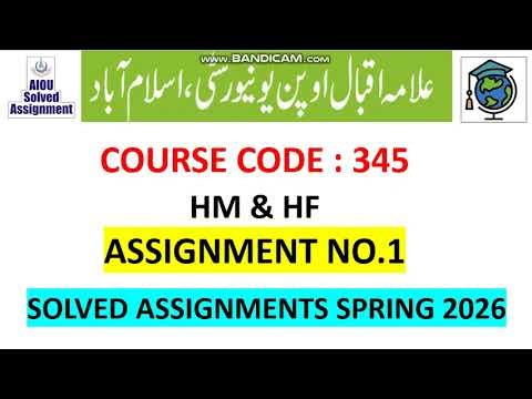 ⏩ AIOU Code 345 Solved Assignment No.1 & 2 Spring 2026 || Home Management & Home || HSSC (FA, I.COM)