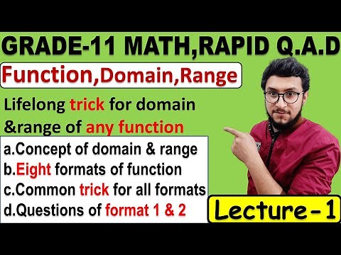 1.Class 11 math function,Tricks on domain and range of any function. part-1(watch in 1080p)