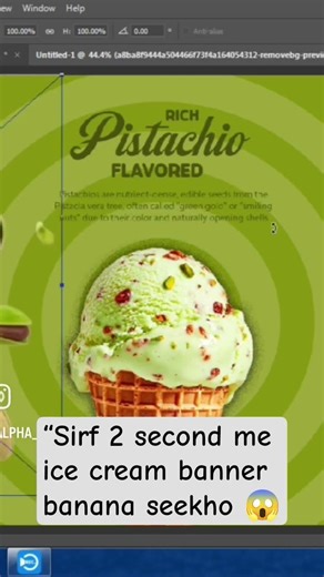 Pista Badam Ice Cream Banner Design 🍨🔥 in Photoshop | 2 Second Trick (2026)
