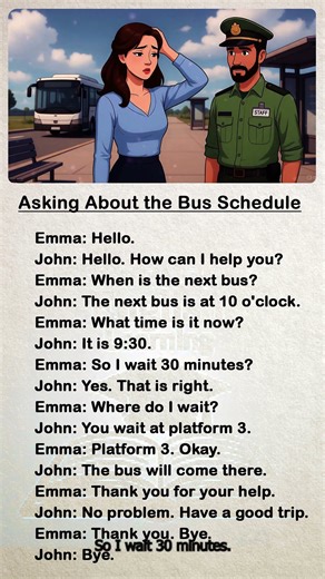 Asking About the Bus Schedule | English Conversations for Beginners #englishlearning