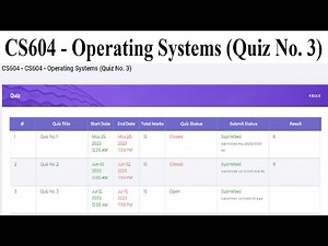 CS604 - Operating Systems (Quiz No. 3)