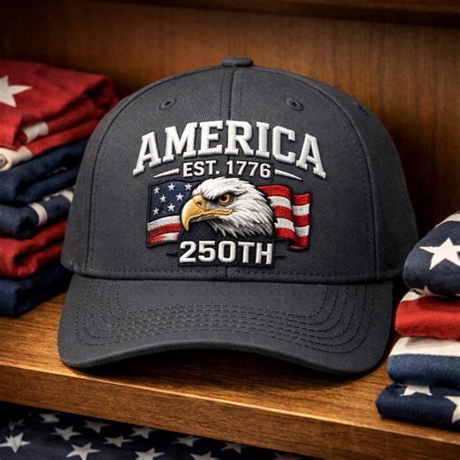 Custom America 250 Embroidered Hat, Patriotic Eagle USA Cap, America Est 1776 Hat, 4th of July American Flag Hat