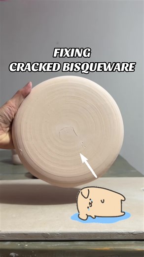 Do your pieces crack during bisque fire? This $25 Bisque Fix by AMACO has saved many of my pieces! There are other methods on how to fix cracks but I found this was the most convenient ⏰ Make sure to wear a mask when sanding - you don’t want to inhale any of the dust 😷 #pottery #potterytips #potterywheelthrowing #potteryforbeginners