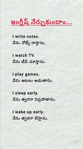 Learn English in Telugu | Daily Sentences Series #englishtotelugu #spokenenglish