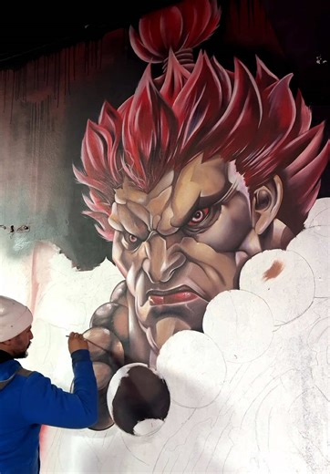 Akuma (from Street Fighter) mural art 👺🔥 #creatorsearchinsights #streetfighter #akuma #mural #اكسبلور