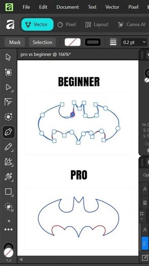 Batman Logo: Pro vs Beginner #shorts #affinity #batman