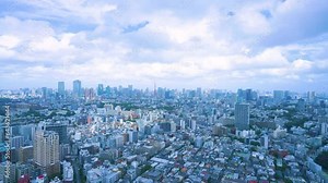 Tokyo Time lapse - Flowing clouds and Minatoku Roppongi erea Cityscape and Tokyo tower