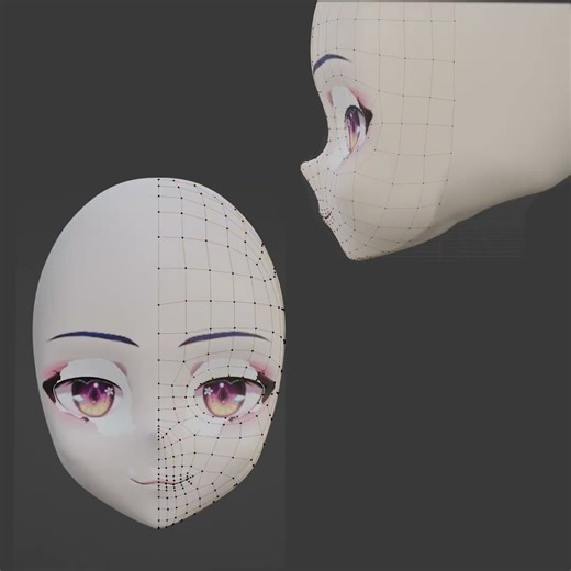3D Anime Face Topology Timelapse