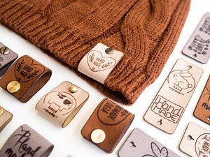 Custom Faux Leather Tags: Beanie & Knit Labels With Rivets - Etsy