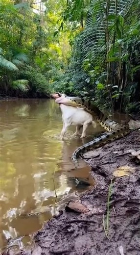 Massive Anaconda Swallows a Goat in the Wild! 🐍😲 #shorts#anaconda #snake