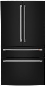 Cafe 28.7 Cu. Ft. Smart 4-Door French Door Refrigerator with Dual-Dispense AutoFill Pitcher 36-Inch Wide in Matte Black with Brushed Stainless - CGE29DP3TD1