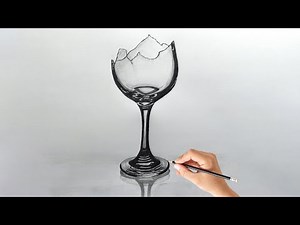How to Draw a Realistic Glass with Pencil - Step-by-Step Tutorial | 3D broken glass 🍷 | Sketching