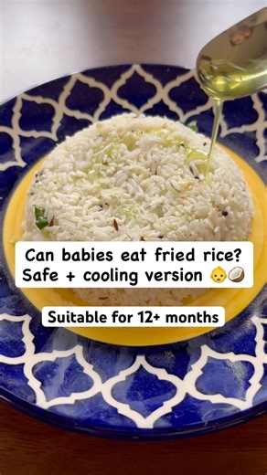 Easy Baby fried rice? Safe + cooling coconut cucumber recipe🥥 #babyfood #weaning #ytshorts #recipe