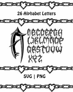 Gothic Blackletter Font: Retro Alphabet (SVG, PNG) - Etsy Canada