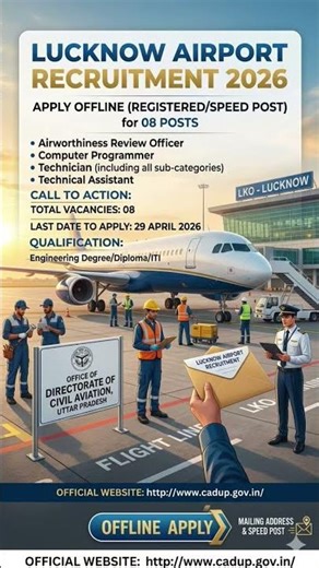 Lucknow Airport Recruitment 2026 - Apply Offline for 08 Technician, Computer Programmer and More