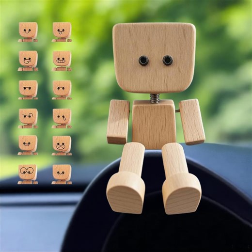 Charming Rocking Wooden Man Figurine, Shaking Feet Wooden Doll, With 12pcs Expressions, Car Dashboard Decoration, Creative Gift - Etsy