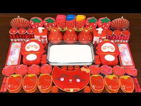 RED SLIME! Mixing Random into GLOSSY Slime ! Satisfying Slime Video #329