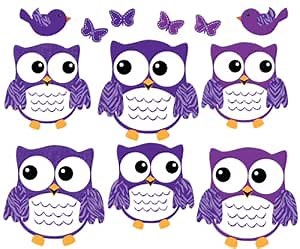 Owl Decals, Purple and Green Owl Stickers, Nursery Wall Art