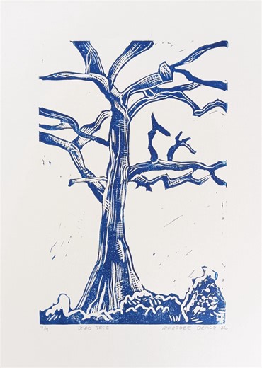 Dead Tree: Unframed Limited Edition Linocut Print on Paper (A4) - Etsy