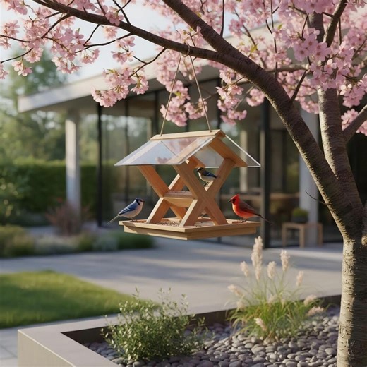 DIY Bird Feeder Plans | Modern Hanging Feeder Blueprint | Wooden Bird Table Pattern | Outdoor Garden Decor Woodworking Project | PDF - Etsy