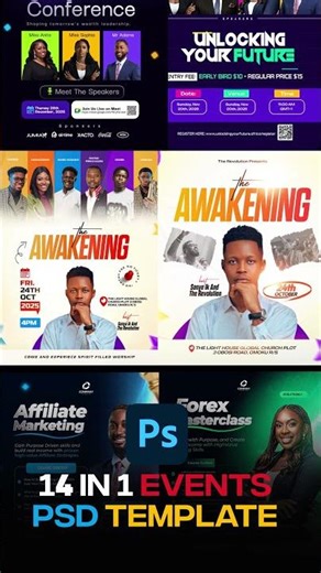 14-in-1 Editable Epic Event Flyer Templates (PSD) – Church, Birthday & More