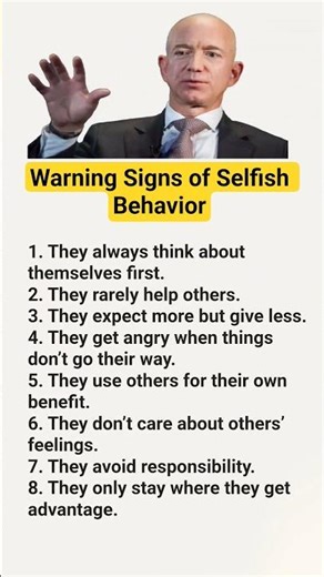 Warning Signs of Selfish Behavior