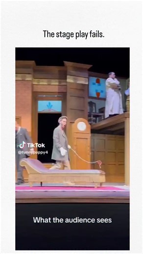 deny on Instagram: "The post shares a 70-second video compilation of theatrical mishaps, from set collapses to actor slip-ups, captioned "The stage play fails" and viewed nearly 6 million times within two days. Many clips are intentionally chaotic scenes from "The Play That Goes Wrong," a Tony Award-winning British farce about a bungled murder mystery production, as highlighted in over a dozen replies. The irony lies in the post's popularity despite the scripted nature of key moments, underscori